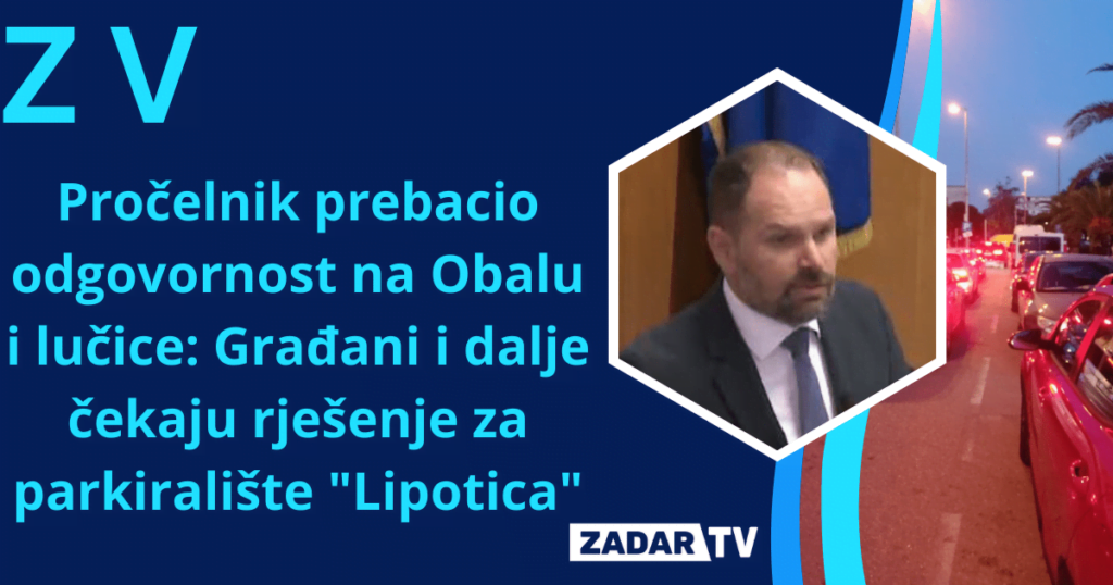 Prometni kaos na parkiralištu ispred Lipotice tijekom večernjih sati.