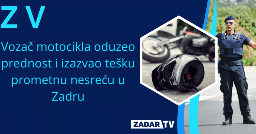 Vozač motocikla oduzeo prednost i izazvao tešku prometnu nesreću u Zadru