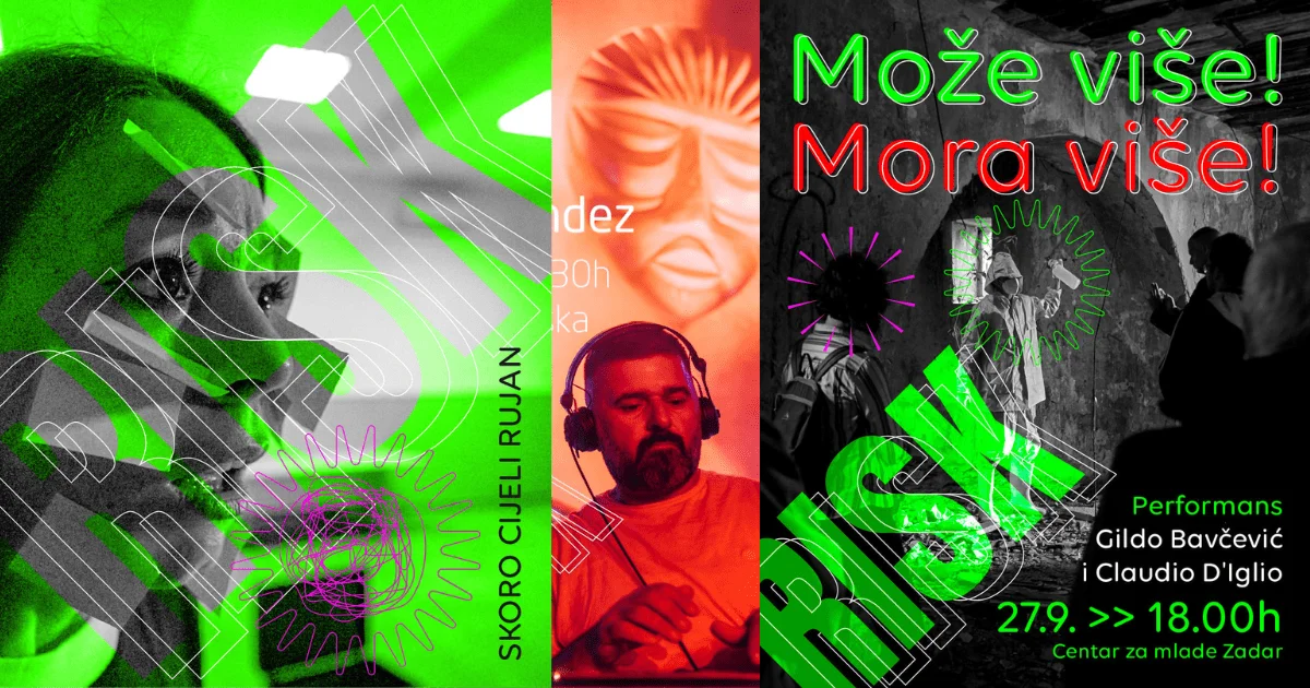 Performans "Može više! Mora više!" ispred Centra za mlade Zadar. risk zadar tv grafika