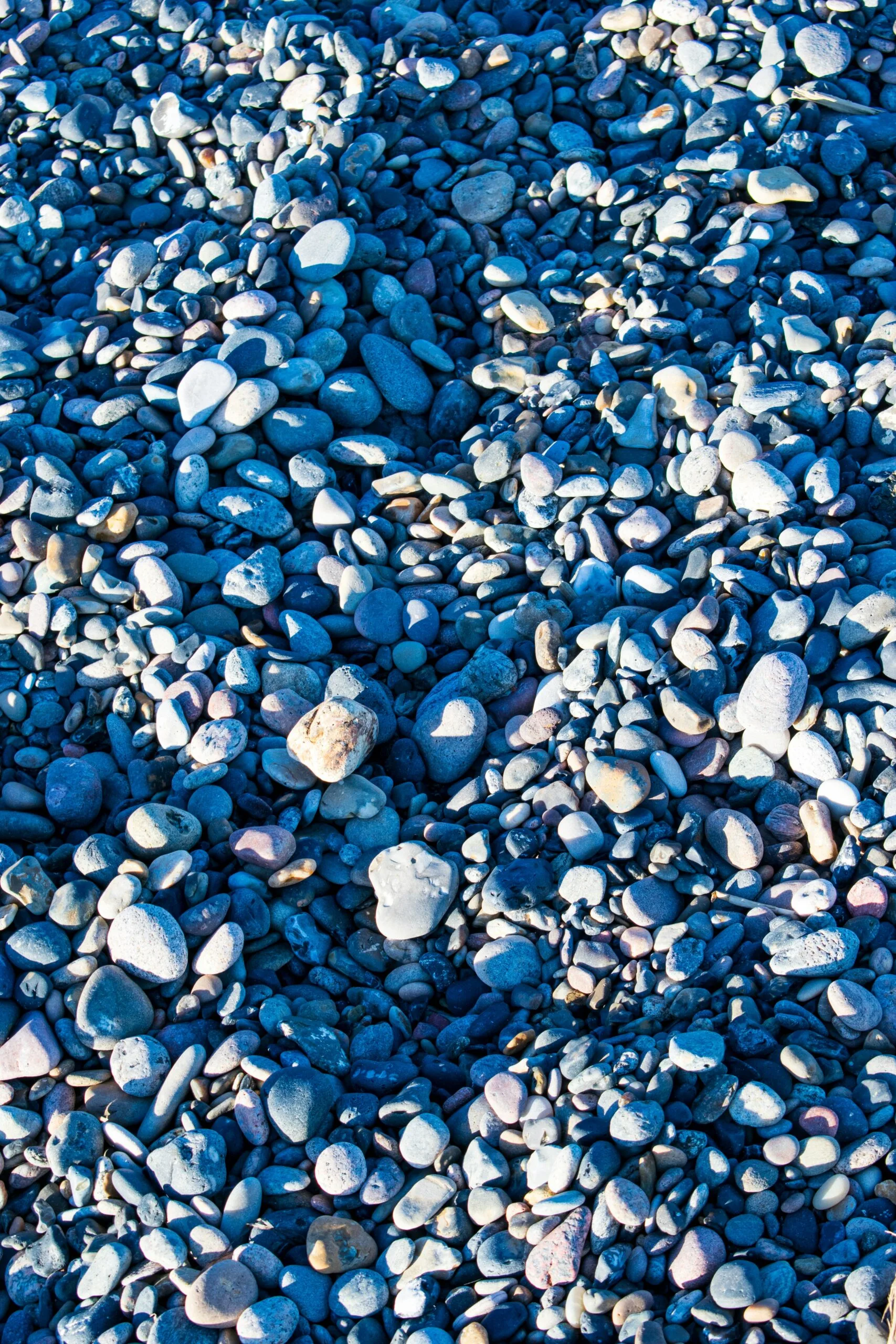 white and gray stones on blue and white pebbles