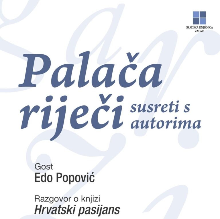 📚 Književna večer s Edom Popovićem! Dođi 6.5. u Palaču riječi i otkrij Hrvatski pasijans. Ulaz slobodan! ✨📖