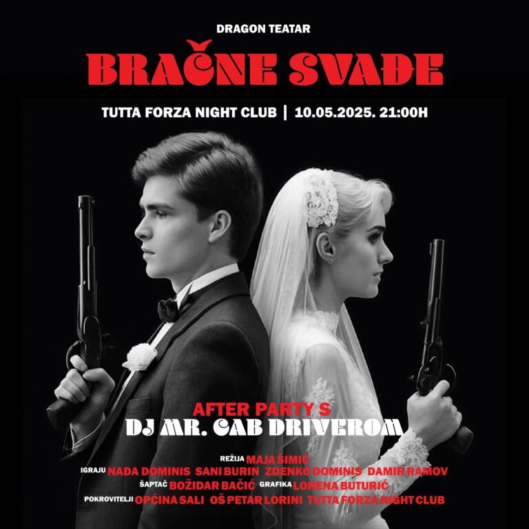 🎭 Bračne svađe otvaraju Proljeće na Dugom otoku! Kazalište, glazba i zajedništvo u Salima 10.5. 🌸 Ne propustite! #dragonteatar #dugiotok