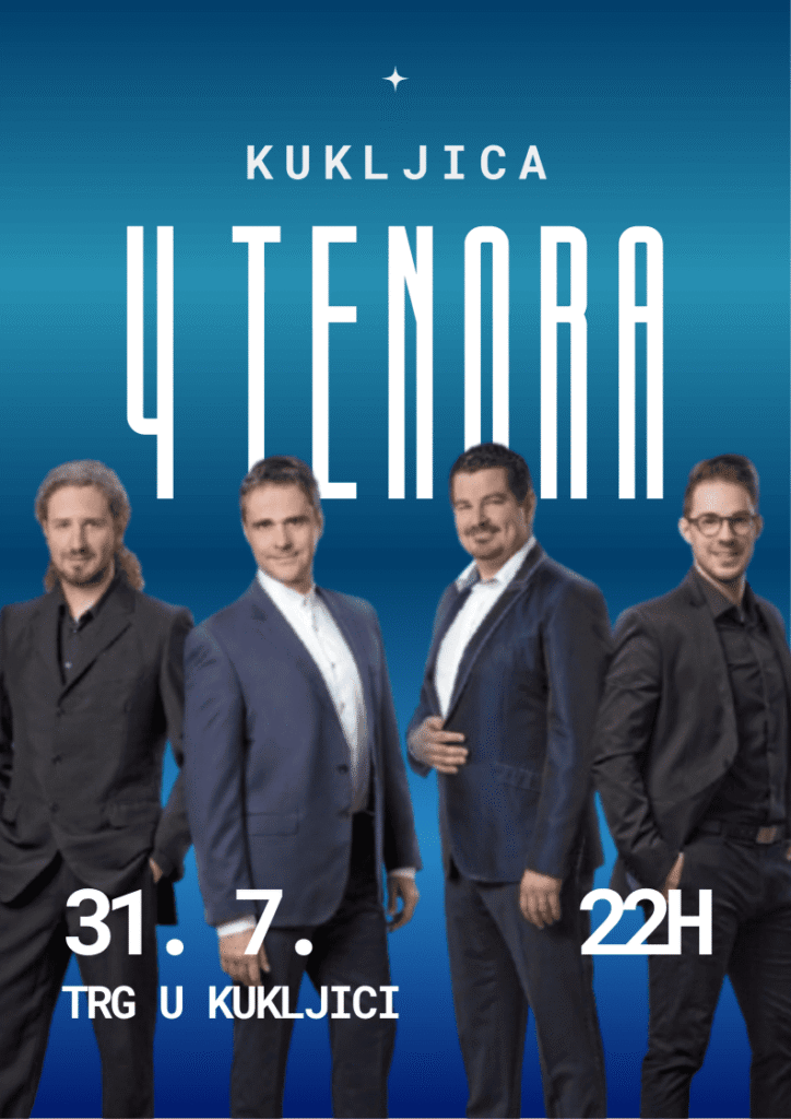 Vokalni sastav 4 Tenora nastupa na trgu u Kukljici pod zvijezdama