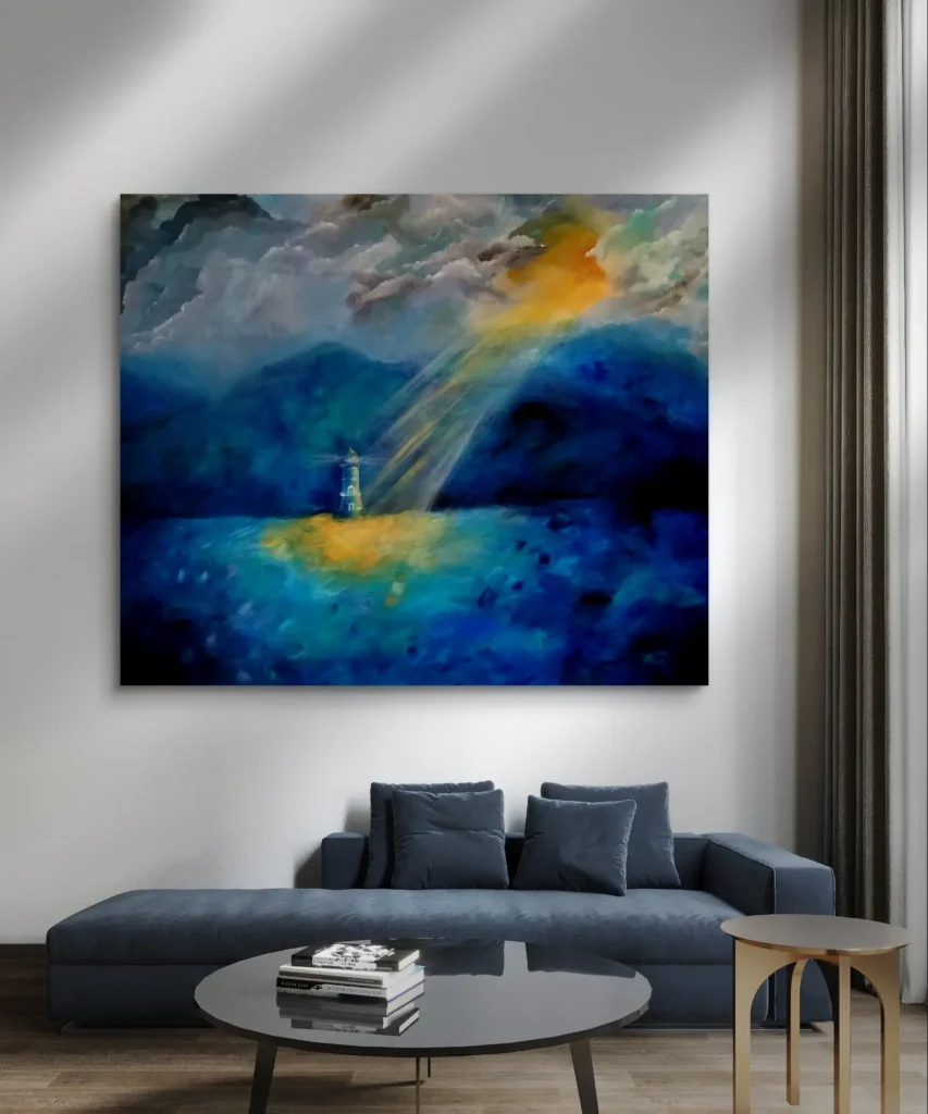 Umjetnički rad After the Storm autorice Danijele Marasović sa svjetionikom i zrakom svjetlosti