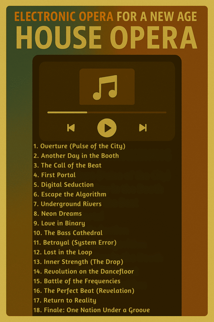 Imagen promocional del álbum HOUSE OPERA con elementos electrónicos y teatrales