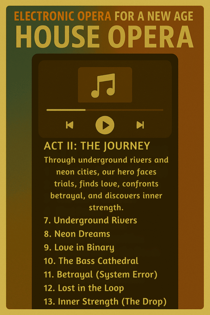 Promotiebeeld van het HOUSE OPERA conceptalbum met elektronische en theatrale elementen
