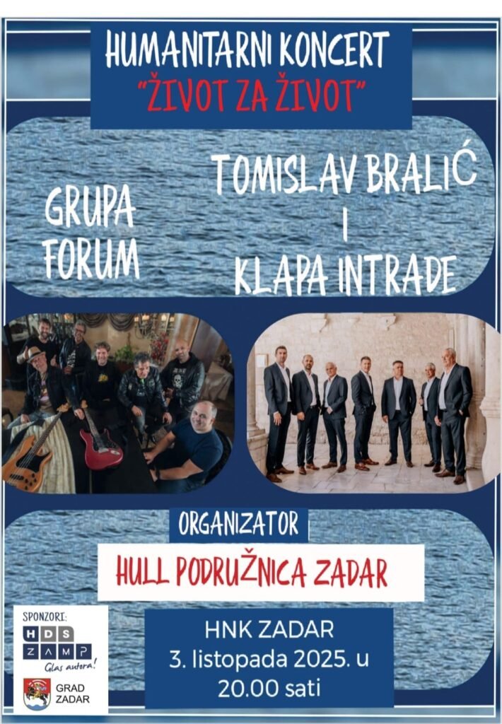Tomislav Bralić i Klapa Intrade nastupaju na humanitarnom koncertu “Život za život” u HNK Zadar
