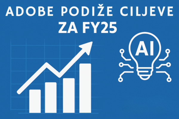 Vizual s naslovom "Adobe podiže ciljeve za FY25" na plavoj pozadini s logotipom Zadar TV