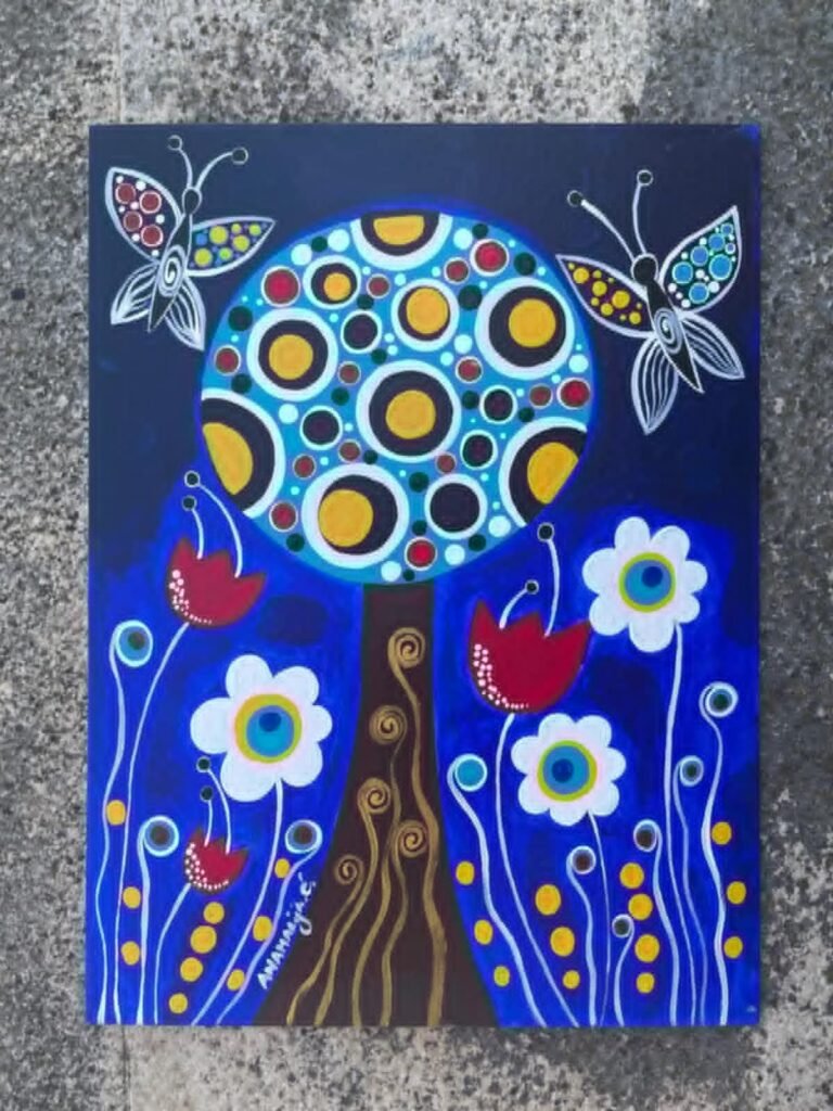 Slikarica Anamarija Ćurković ispred svojih šarenih slika