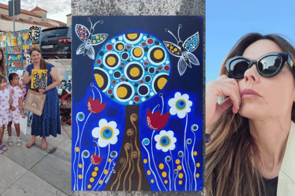 Slikarica Anamarija Ćurković ispred svojih šarenih slika