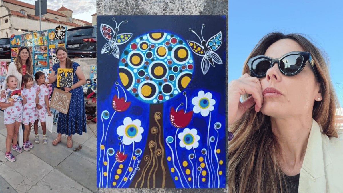 Slikarica Anamarija Ćurković ispred svojih šarenih slika