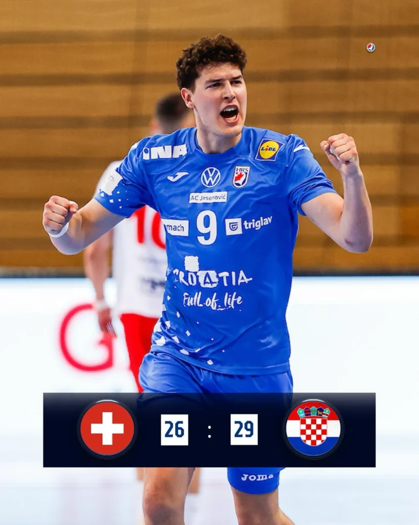 Hrvatska rukometna reprezentacija slavi pobjedu protiv Švicarske u Bernu