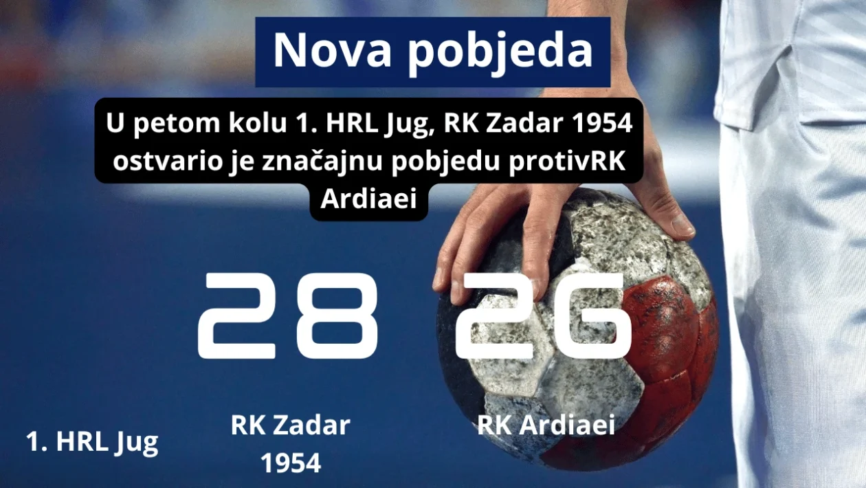 Igrači RK Zadar 1954 slave pobjedu protiv Ardiaeija u 1. HRL Jug