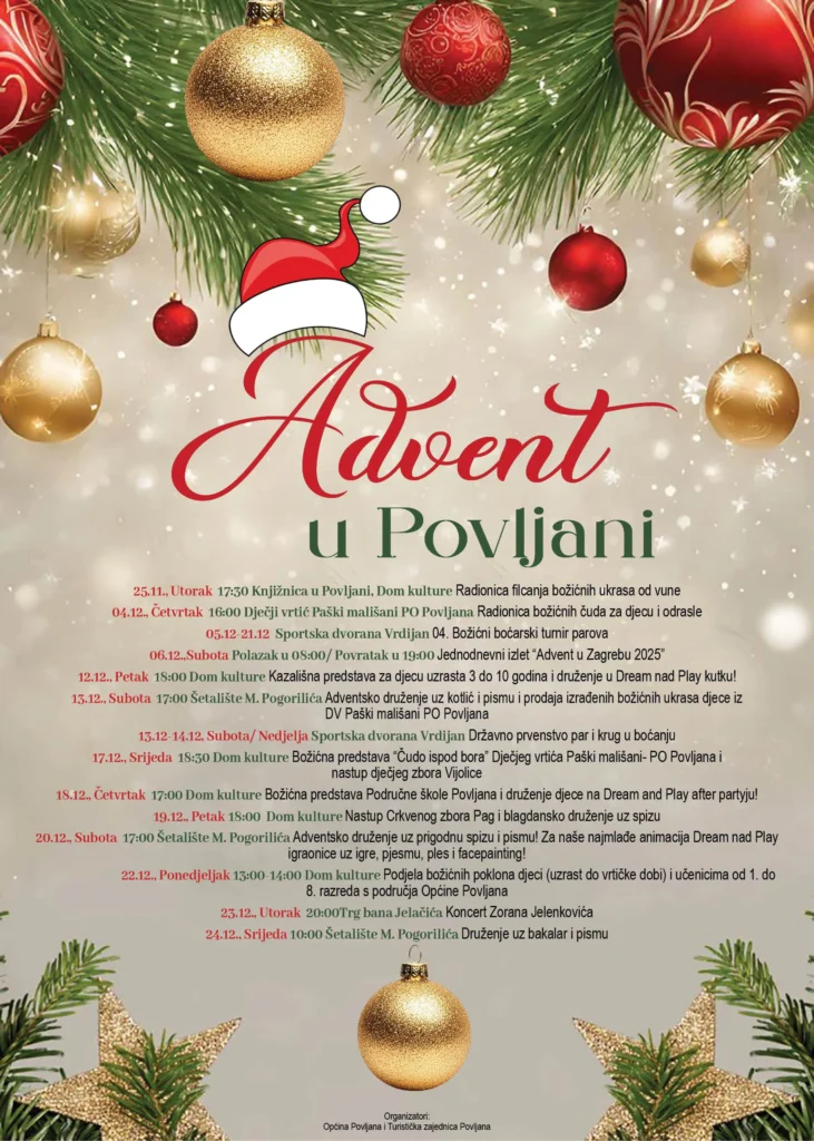 Advent u Povljani 2025 – božićne radionice, koncerti i blagdanska druženja