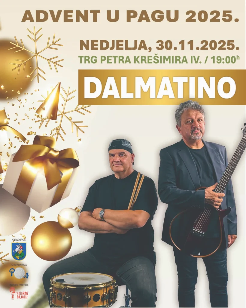 dalmatino u pagu za advent plakat