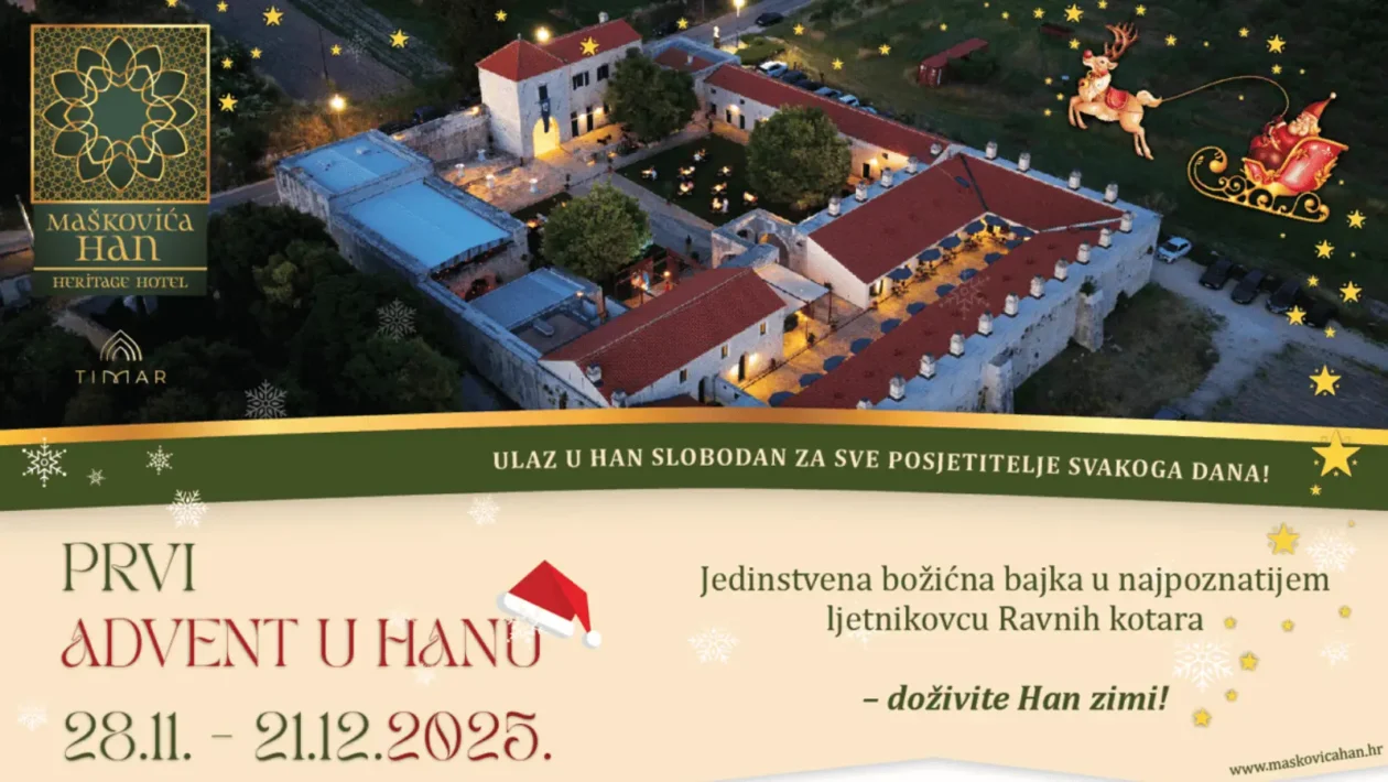 Advent u Maškovića hanu u Vrani s božićnim dekoracijama i posjetiteljima