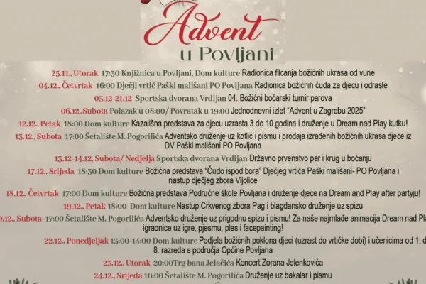 Advent u Povljani 2025 – božićne radionice, koncerti i blagdanska druženja