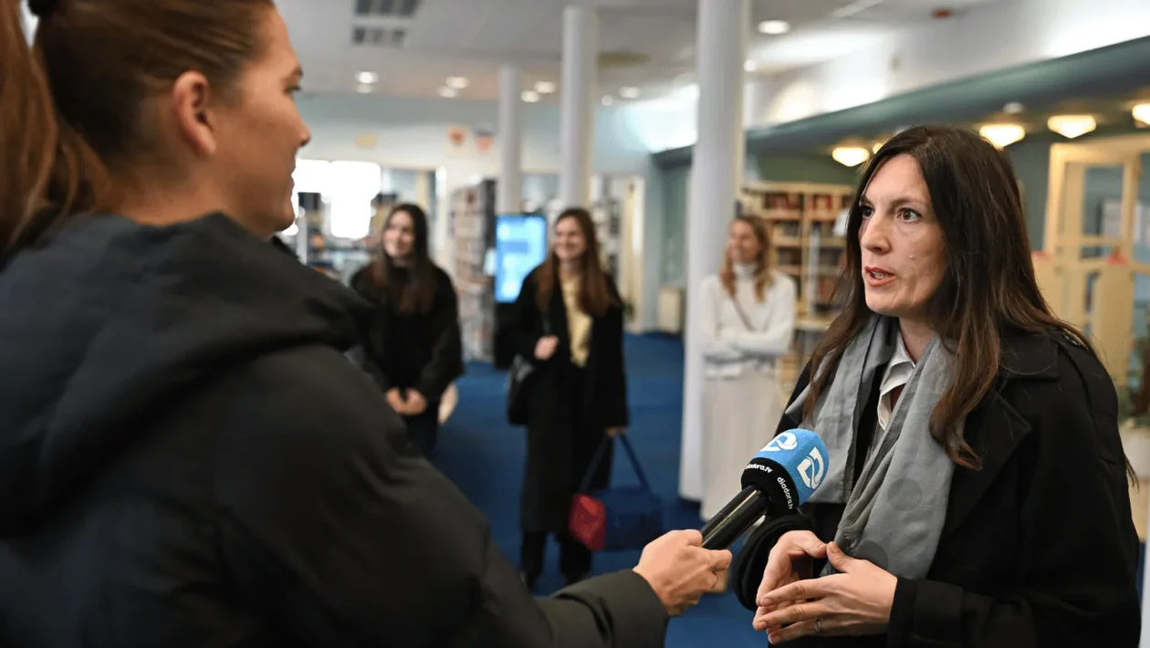 organizatorica izložbe daje izjavu za diadora tv