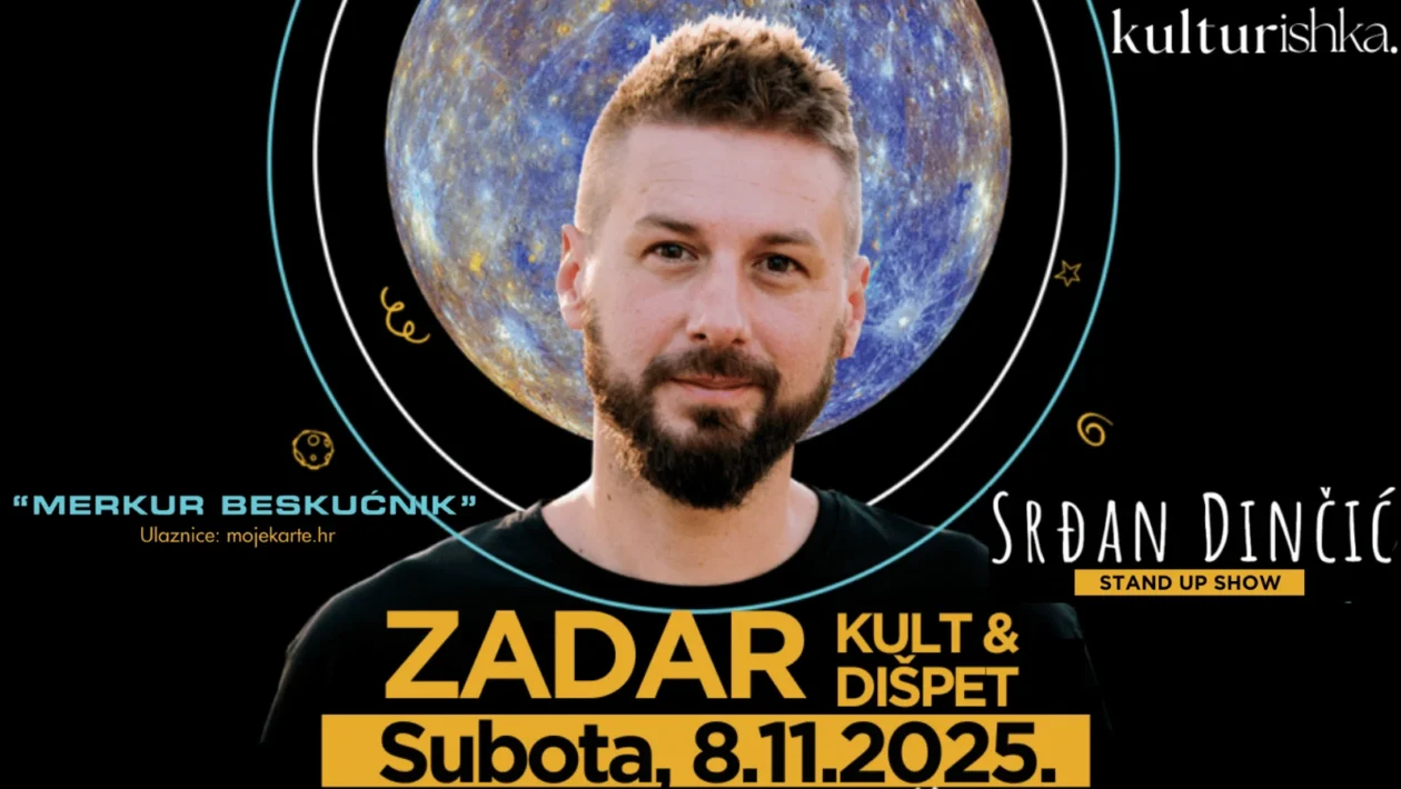 Srđan Dinčić izvodi stand up specijal „Merkur beskućnik” pred publikom u Zadru