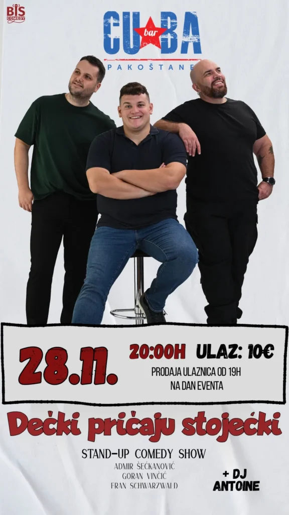 Komičari izvode stand-up komediju u Cuba Baru Pakoštane