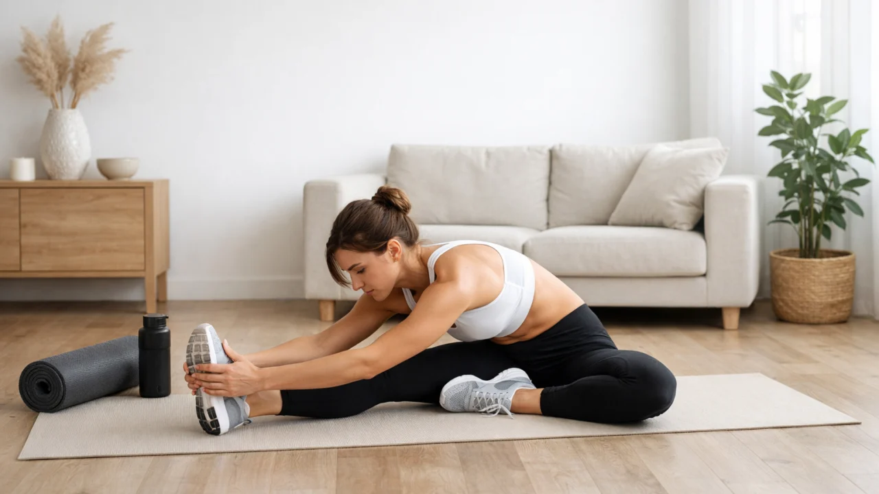 Istezanje stražnje lože cijelog tijela kod kuće, dio 10-minutne rutine istezanja za početnike