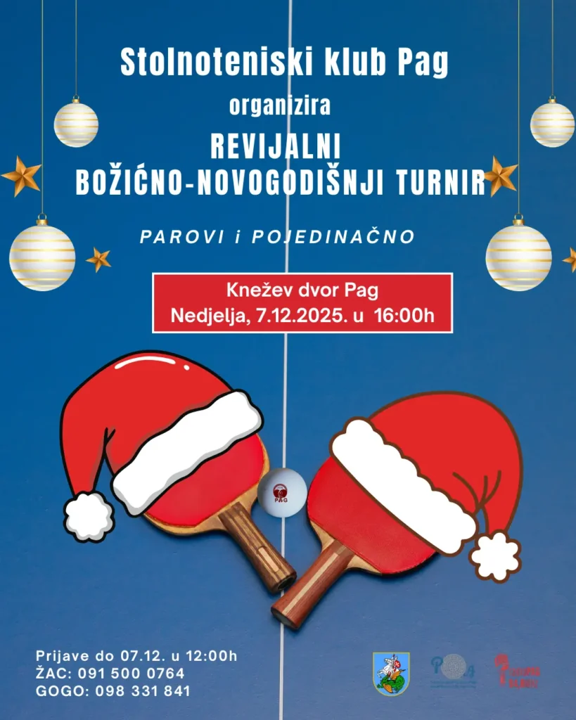stolno teniski turnir u pagu advent plakat