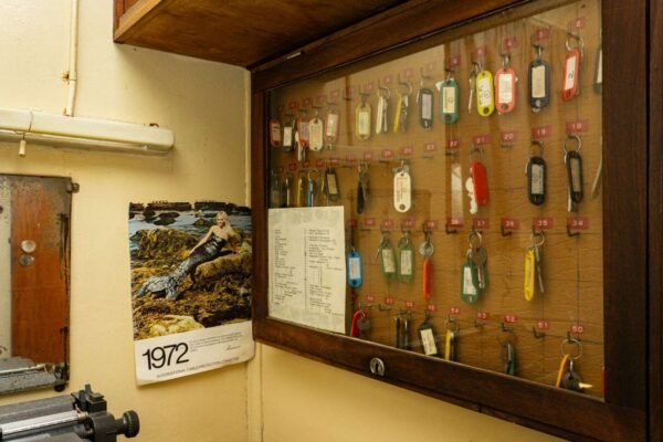 Prikaz alata poput čekića, metra i čavala, pripremljenih za vješanje slika na zid