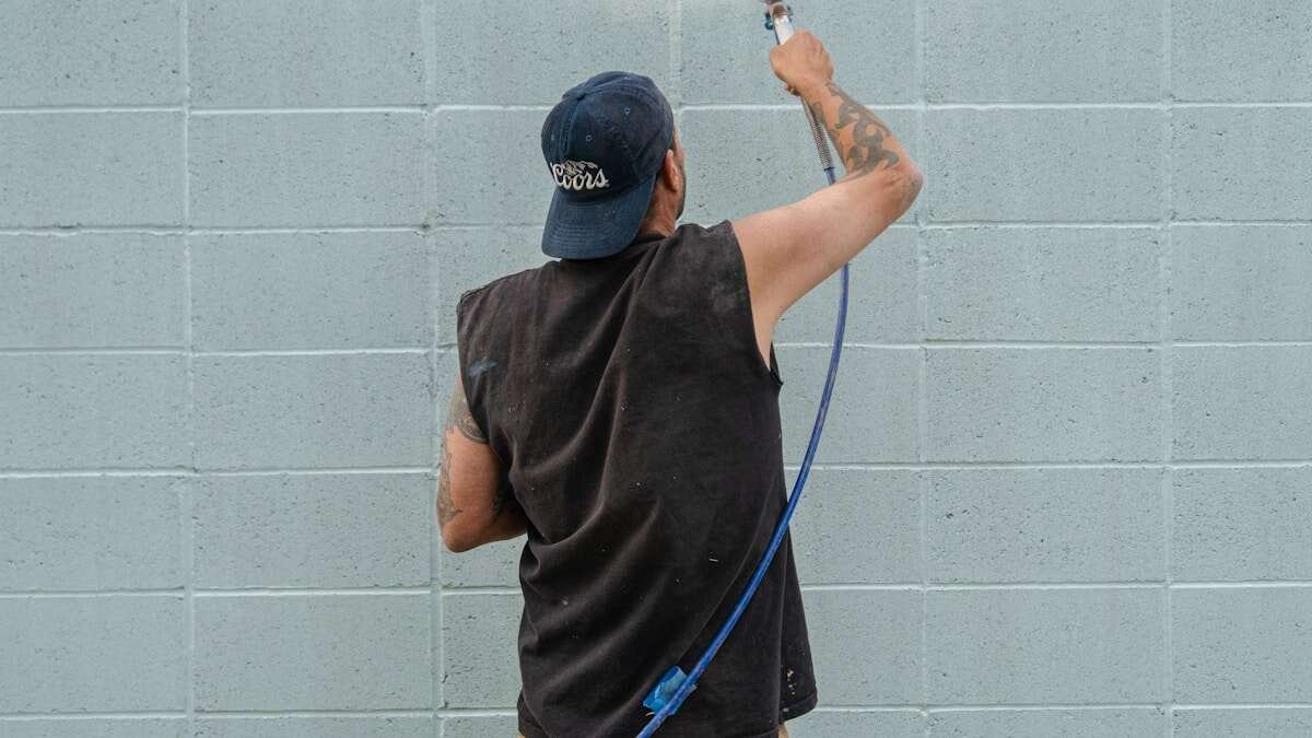 Osoba nanosi kit na oštećeni zid koristeći lopaticu, fokus na tehniku popravka zida.