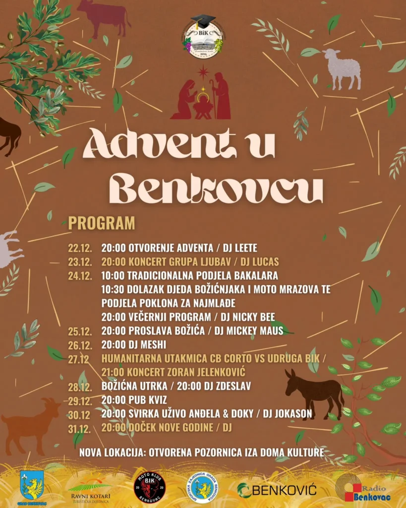 Advent u Benkovcu s klizalištem i bogatim blagdanskim programom na novoj lokaciji iza Doma kulture