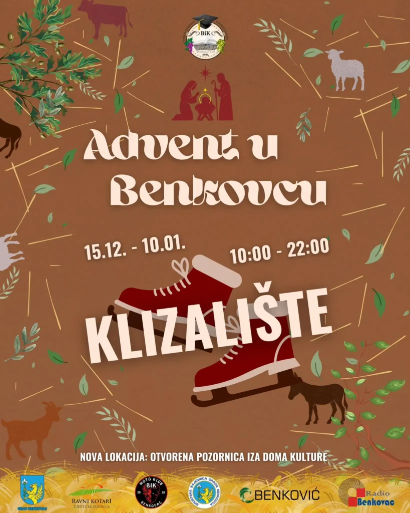 Advent u Benkovcu s klizalištem i bogatim blagdanskim programom na novoj lokaciji iza Doma kulture