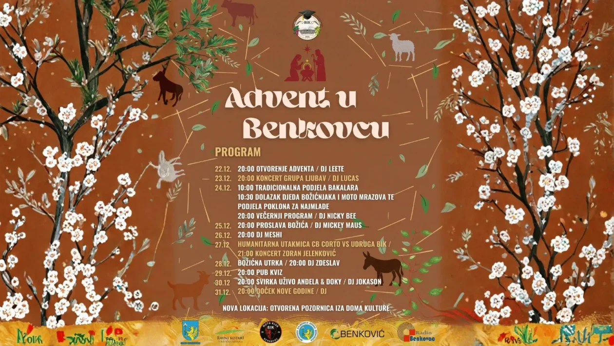 Advent u Benkovcu s klizalištem i bogatim blagdanskim programom na novoj lokaciji iza Doma kulture