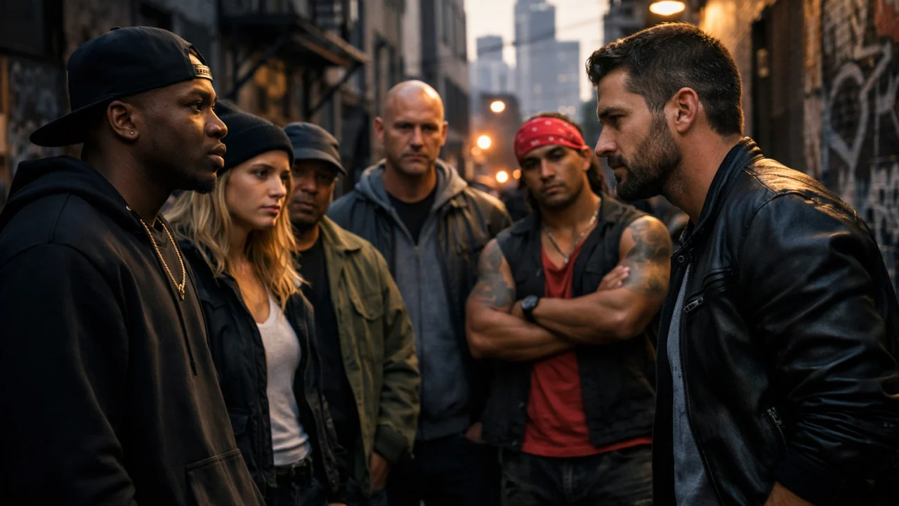 Napeta ulična scena koja prikazuje rasne sukobe i društvenu stvarnost u filmu American History X