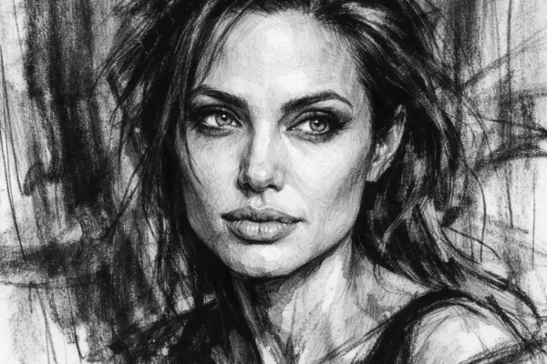 Portret u ugljen stilu - Angelina Jolie (ugalj stil)