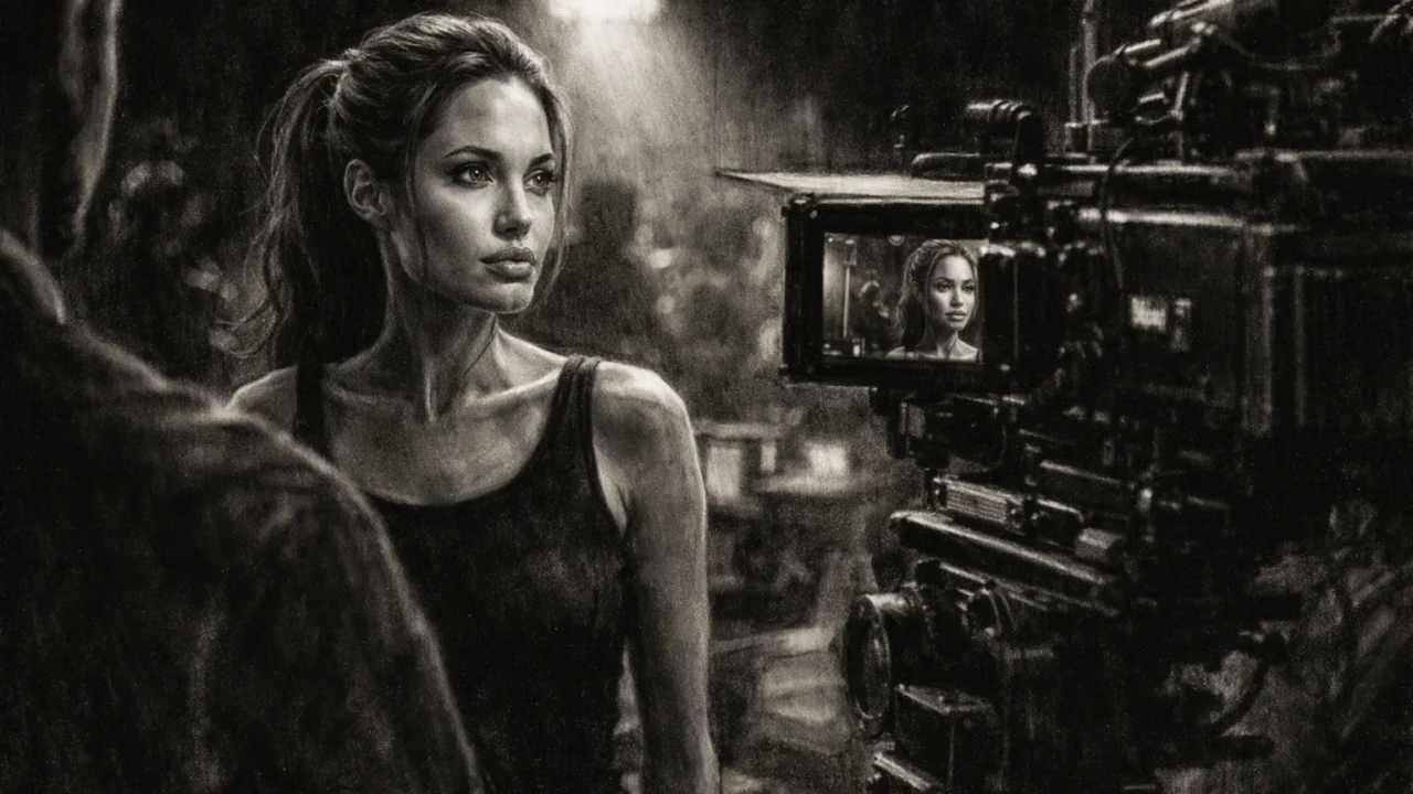 Profesionalna scena u ugljen stilu - Angelina Jolie (ugalj stil)