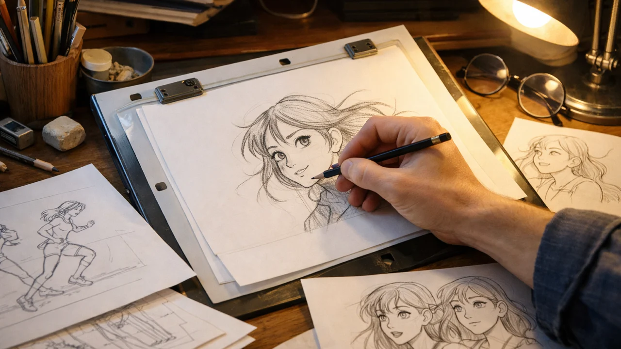 Proces izrade anime filma s ručno crtanim kadrovima i autorskim stilom redatelja poput Miyazakija