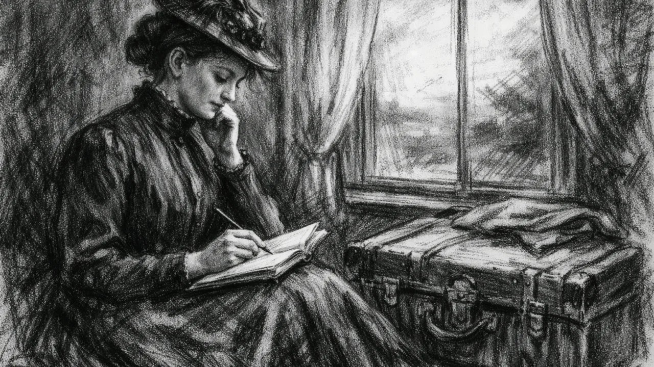 Razdoblje putovanja i pisanja Annie Jump Cannon prikazano u ugalj stilu s introspektivnom atmosferom