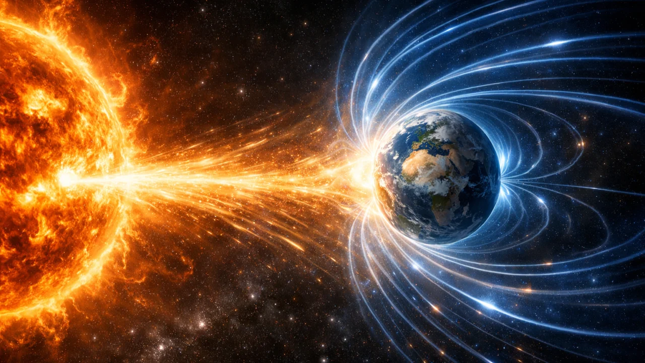 Sunčev vjetar i nabijene čestice koje putuju prema Zemlji i uzrokuju polarnu svjetlost