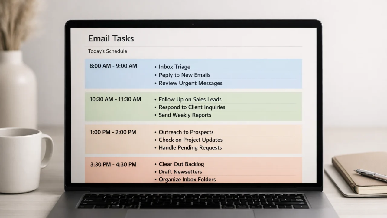 Grupiranje e-mailova u vremenske blokove kao primjer batching metode za učinkovitiji rad