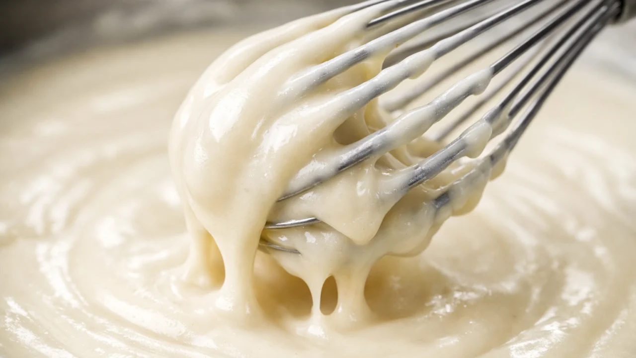 Baršunasta tekstura bešamel umaka pokazuje pravilnu gustoću i ravnomjernu strukturu