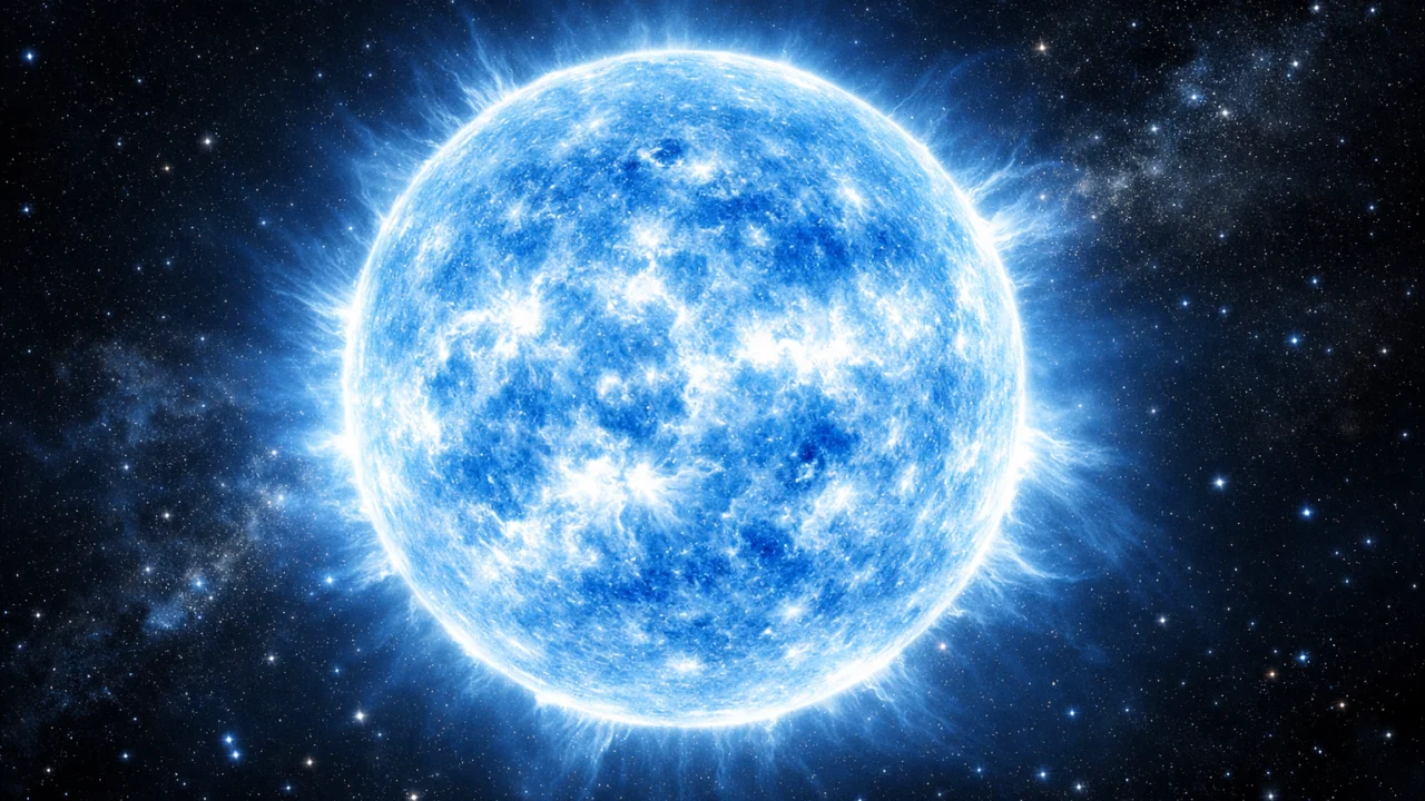 Plava zvijezda visoke temperature koja emitira energiju na kraćim valnim duljinama vidljivog spektra