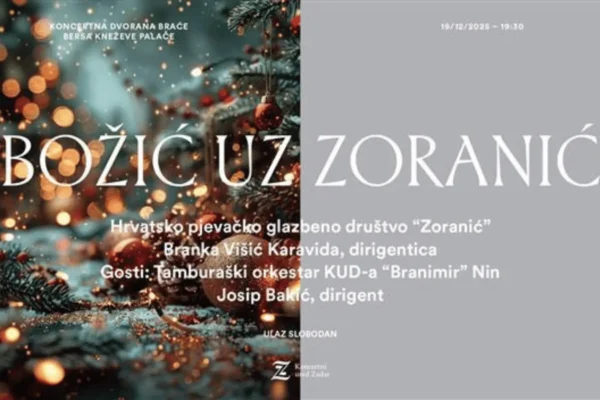 plakat za Božić uz Zoranić – koncert božićnih pjesama u Koncertnoj dvorani braće Bersa