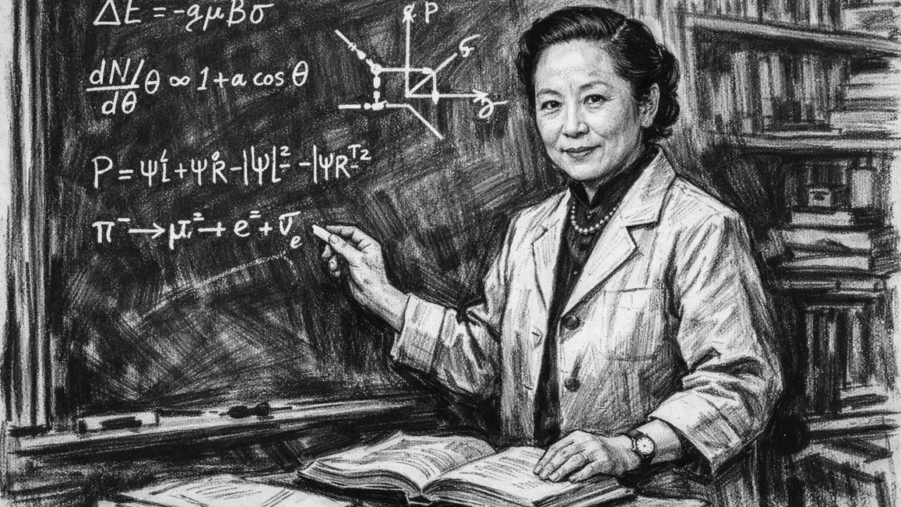 Chien-Shiung Wu kao profesorica na Sveučilištu Columbia, akademska scena u ugljenom stilu