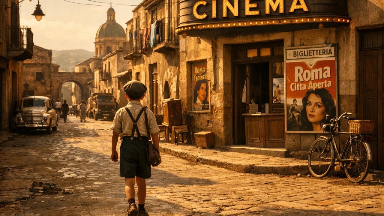 Toto prolazi sicilijanskom ulicom u poslijeratnom razdoblju filma Cinema Paradiso