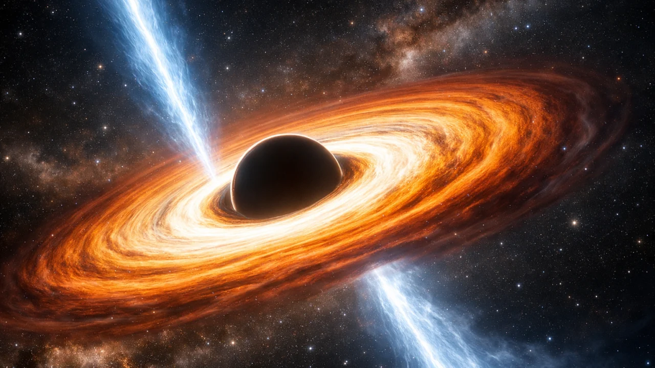 Akrecijski disk crne rupe koji emitira snažno zračenje i plazmu u svemiru