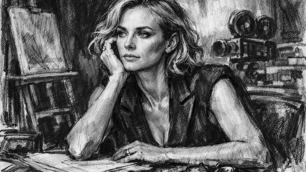 Reflektivni trenutak Diane Kruger pri prijelazu u glumu prikazan u ugalj stilu