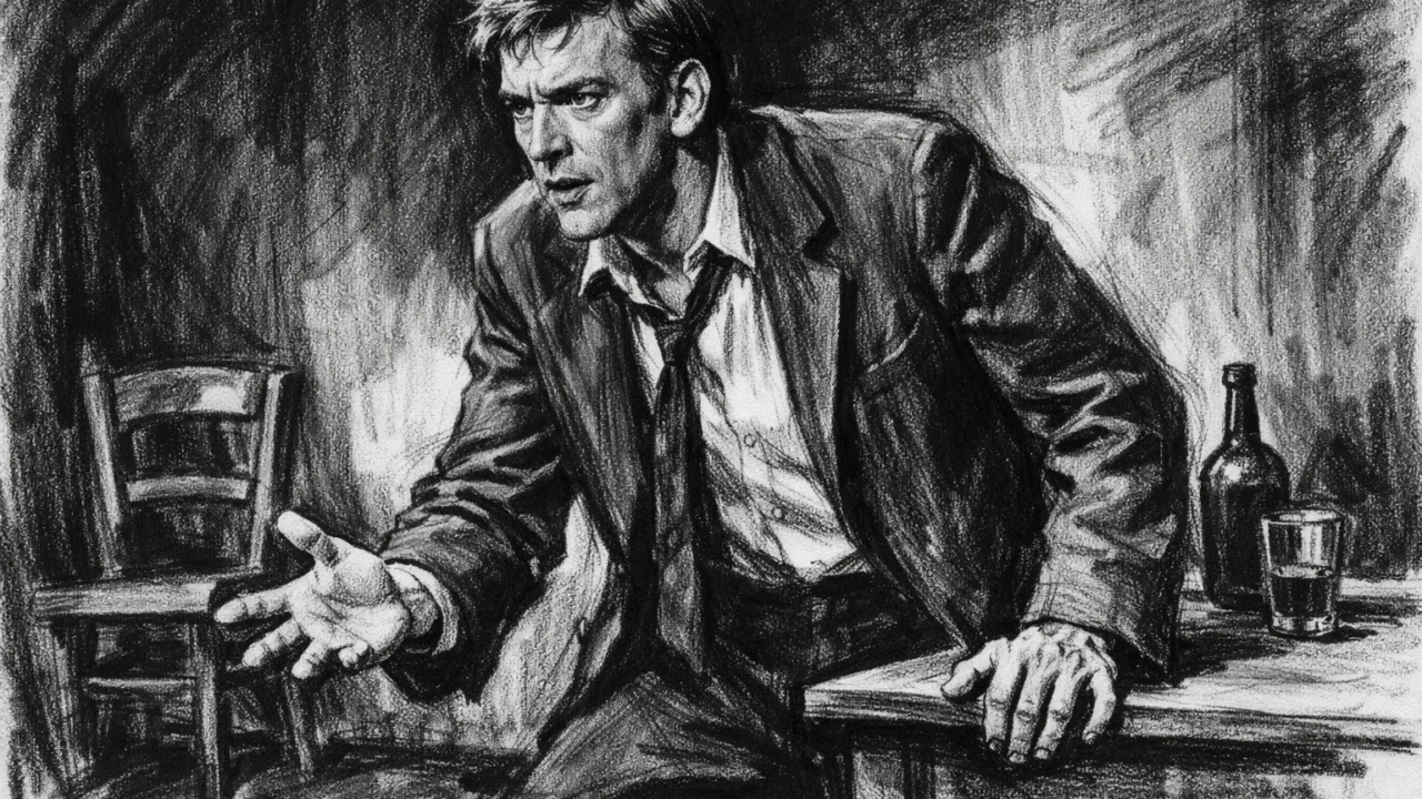 Počeci glumačke karijere Donalda Sutherlanda u kazalištu, prikazani u ugalj stilu