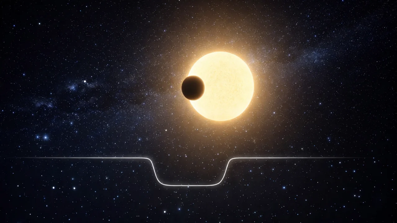 Ilustracija metode tranzita za otkrivanje egzoplaneta mjerenjem promjena sjaja zvijezde