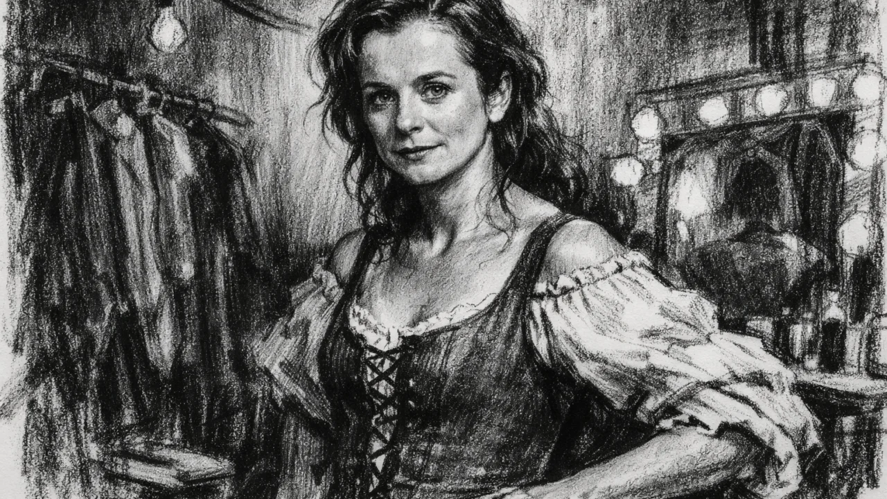 Početak kazališne karijere Emily Watson prikazan u ugalj stilu, crno-bijela scena s umjetničkim kontrastom