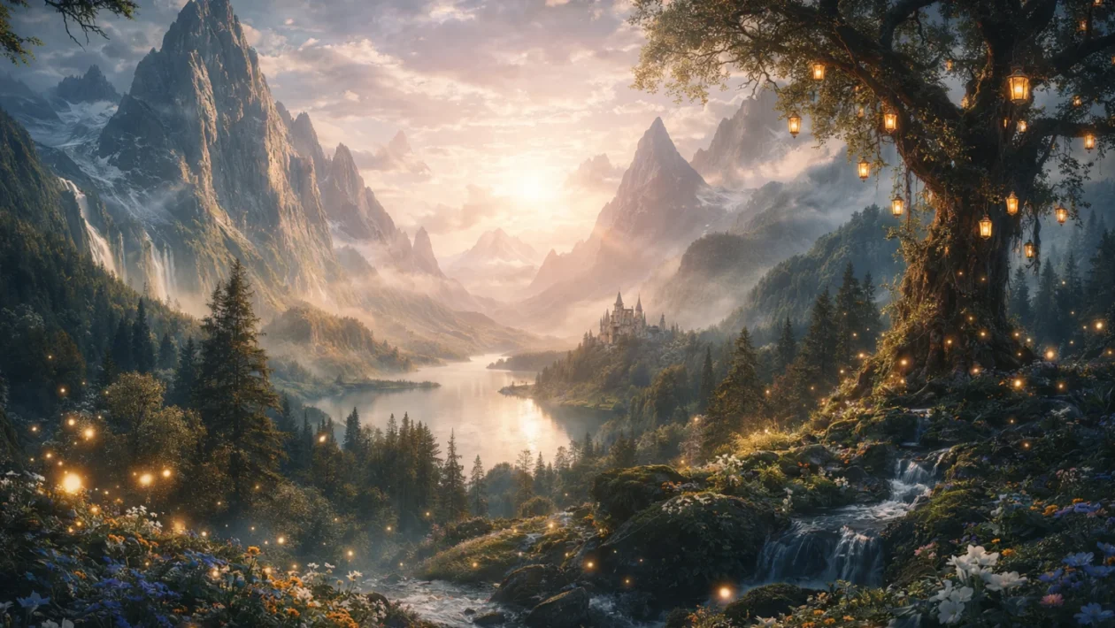 Usporedba epske i bajkovite fantazije kroz široki fantazijski krajolik s planinama i čarobnom šumom