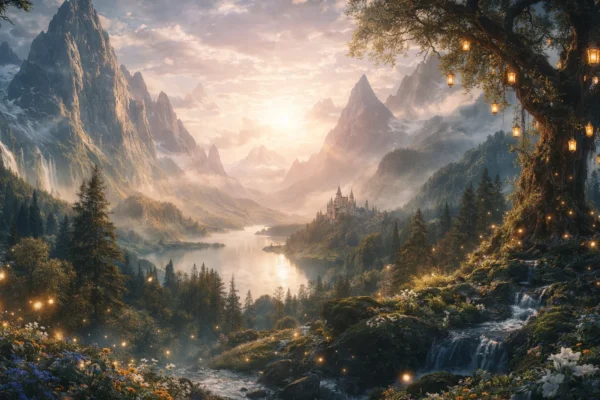 Usporedba epske i bajkovite fantazije kroz široki fantazijski krajolik s planinama i čarobnom šumom